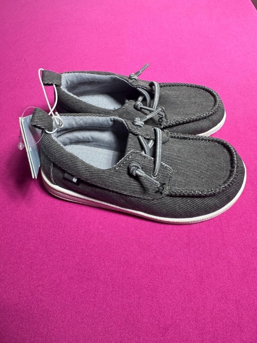 Cat & Jack Boat Shoes – Gray Canvas Slip‑On Casual Toddler Size 8